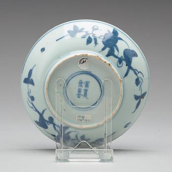 A set of 10 (9+1) blue and white dishes, Ming dynasty, Tianqi/Chongzhen.