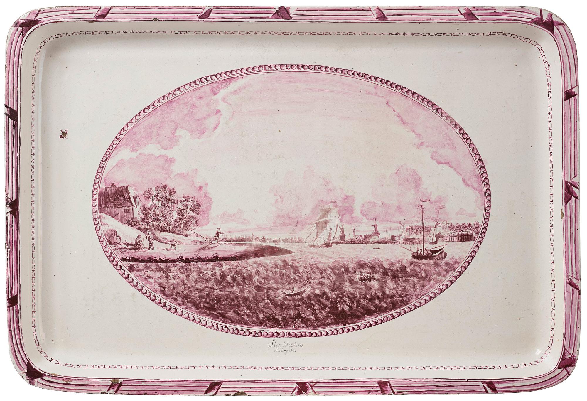A Swedish Gustavian faience tea table, late 18th century.