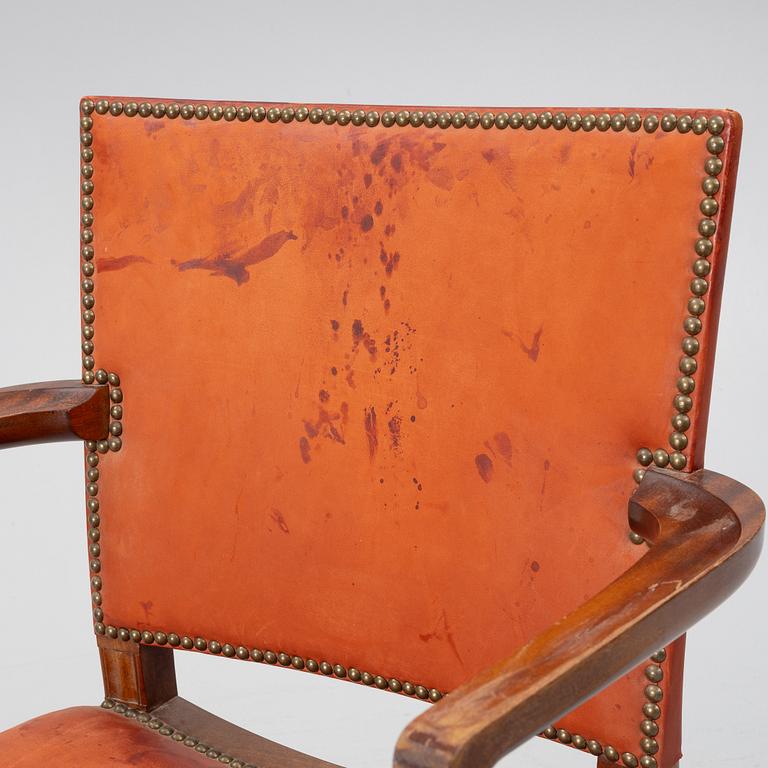 Kaare Klint, karmstol, modell 3758A, "The Red Chair", Rud. Rasmussen, Danmark, 1900-talets mitt.