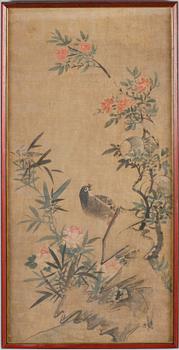 OKÄND KONSTNÄR, gouache på tyg, Japan, 1800-/1900-tal.