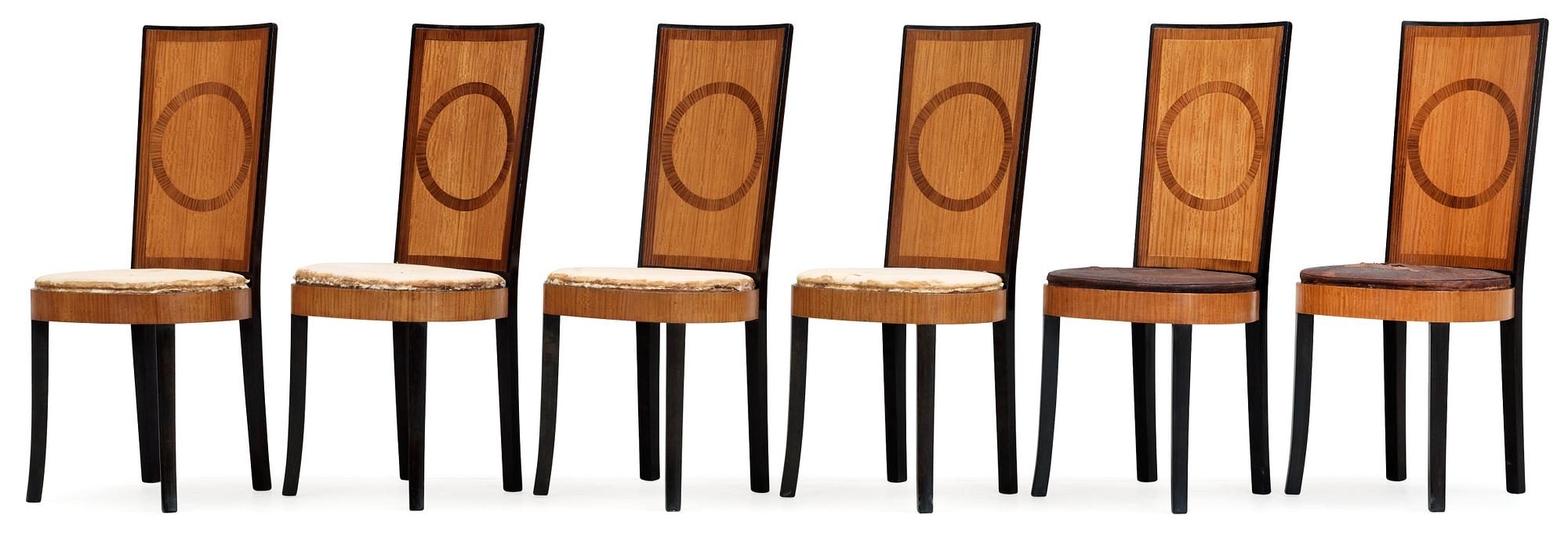 A set of six Axel Einar Hjorth 'Ceylon' chairs, Nordiska Kompaniet, Stockholm 1930.