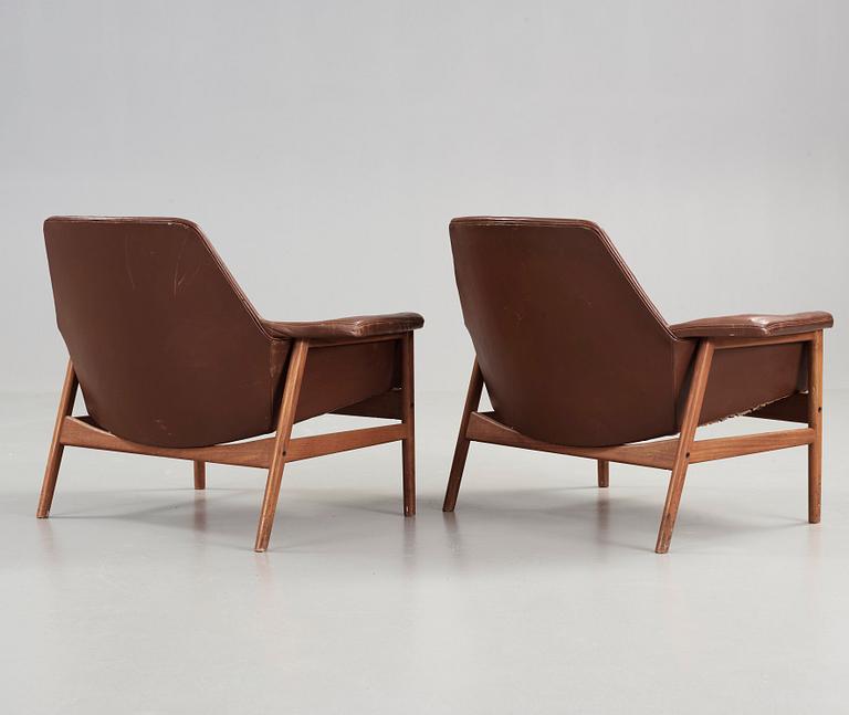 Ib Kofod Larsen, a pair of easy chairs, OPE-möbler, Sweden 1950's-60's.