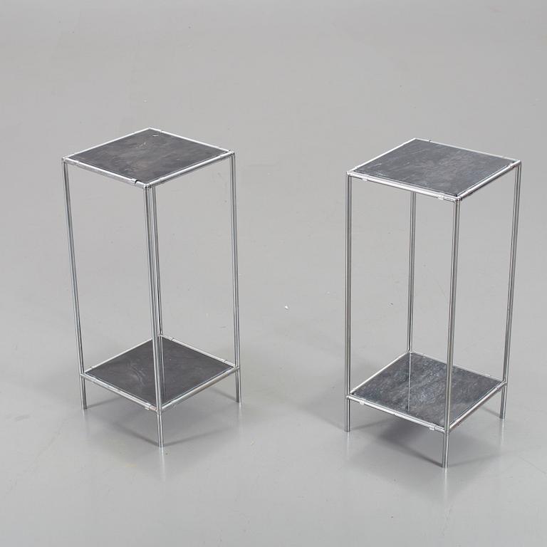 A pair second half of the 20th century marble and metal sideboards/flowertables.