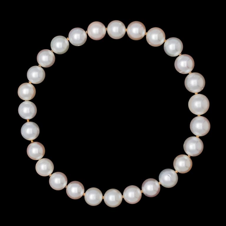 COLLIER, odlade South sea pärlor, 17-15 mm.