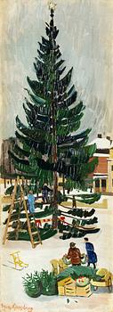 84. Sven Ljungberg, The dressing of the Christmas tree, Ljungby torg.