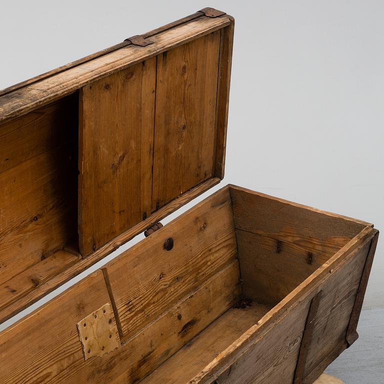 A pine chest, 18th Century.