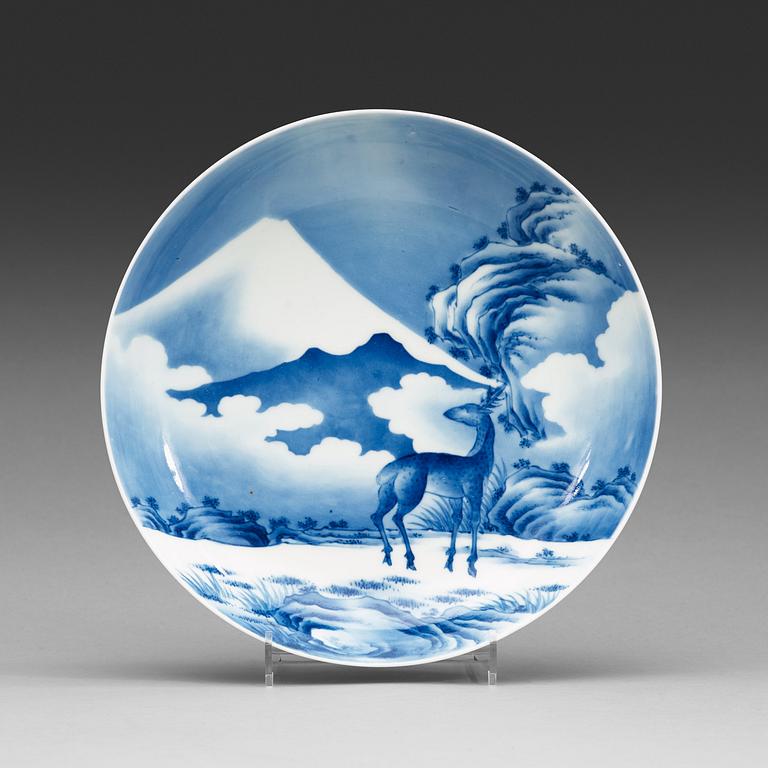 A blue and white Nabeshima dish, Japan, early 20th Century.