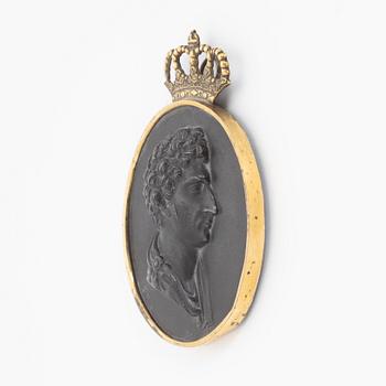 Porträttmedaljong, föreställande Karl XIV Johan, Empire, 1800-talets första hälft.