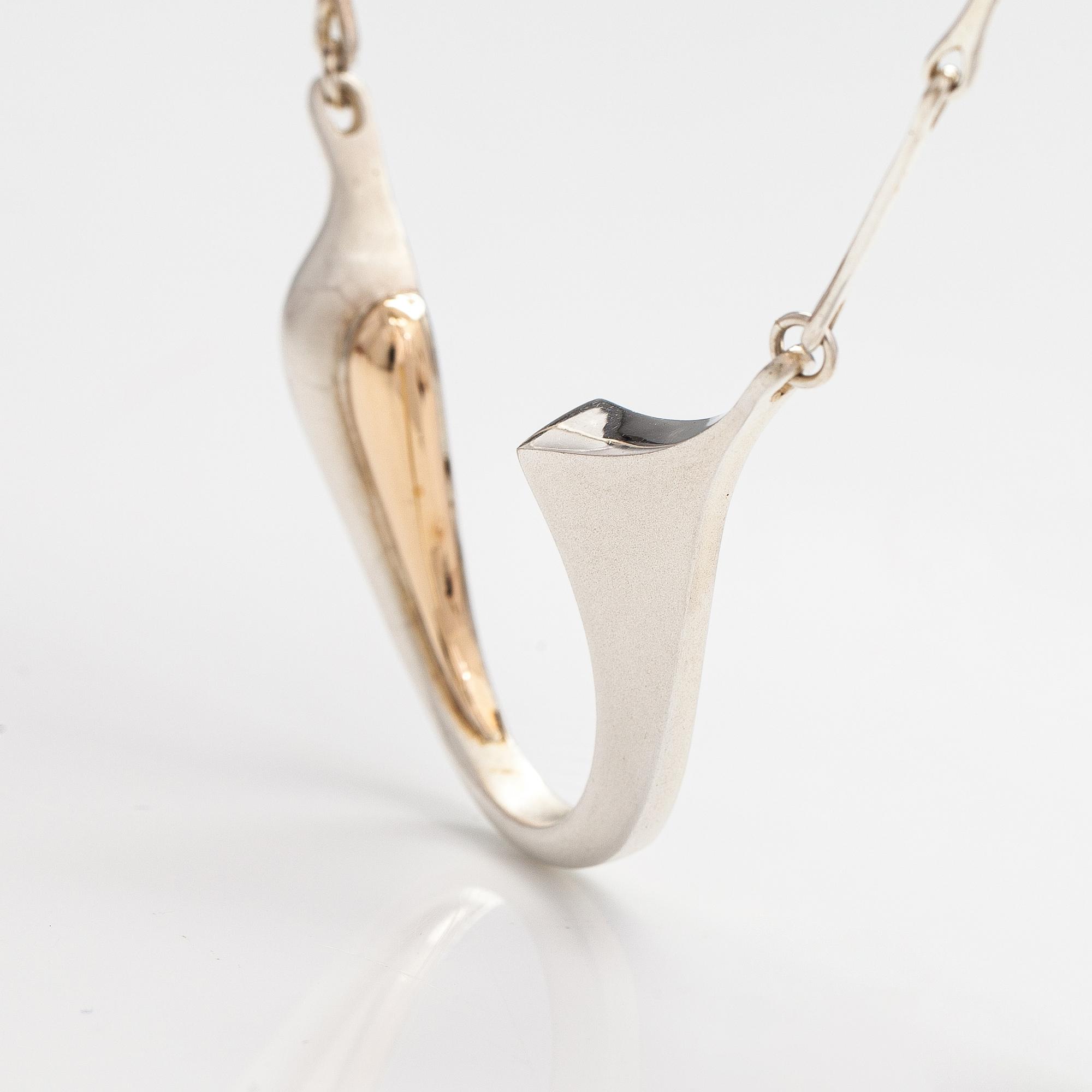 Poul Havgaard, "Continental", a sterling silver and gold necklace. Lapponia 1988.