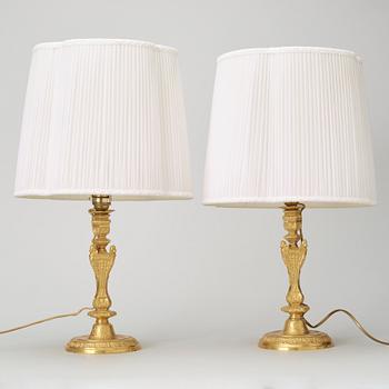 A pair of ormolu table lamps second half of the 19th century.