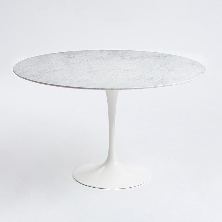 Eero Saarinen, a circular marble top table and six chairs, 'Tulip', Knoll International, probably 1960s.