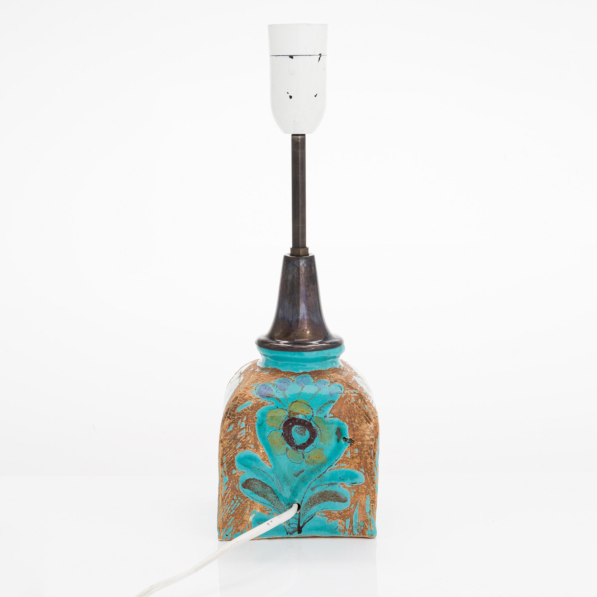 Birger Kaipiainen, bordslampa, stengods, signerad BK Arabia Finland.