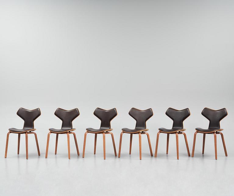 Arne Jacobsen, stolar, sex stycken, "Grand Prix", Fritz Hansen, 2021.