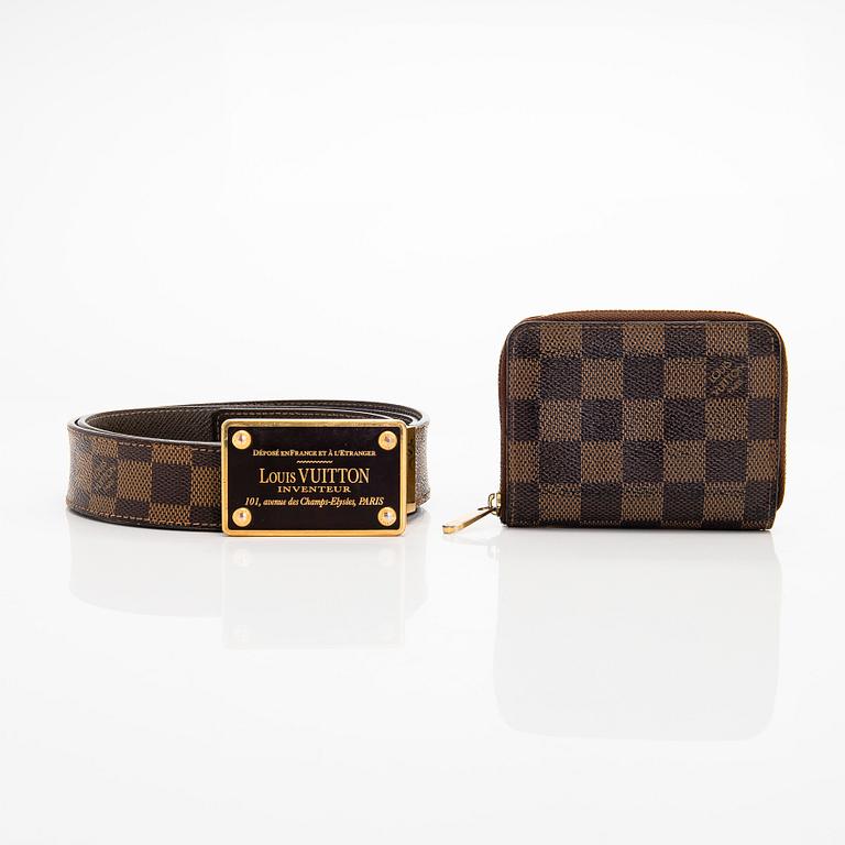 Louis Vuitton, a 'Zippy Coin Purse' wallet and an 'Inventeur' belt.