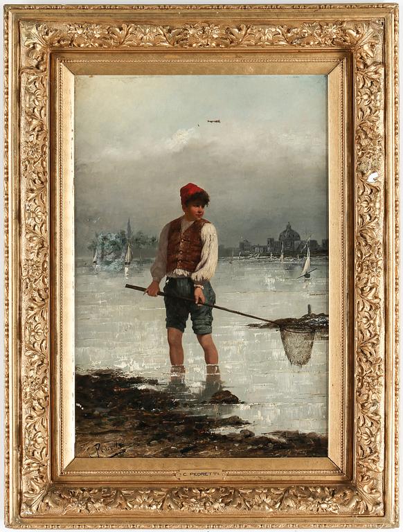 OKÄND KONSTNÄR, olja på duk, signerad C. Pedretti, sent 1800-tal.
