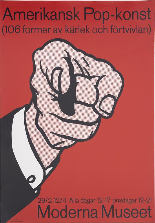 Roy Lichtenstein, after. A vintage poster, 'Amerikansk Pop-konst', Reklamteknik AB, Malmö, 1964.