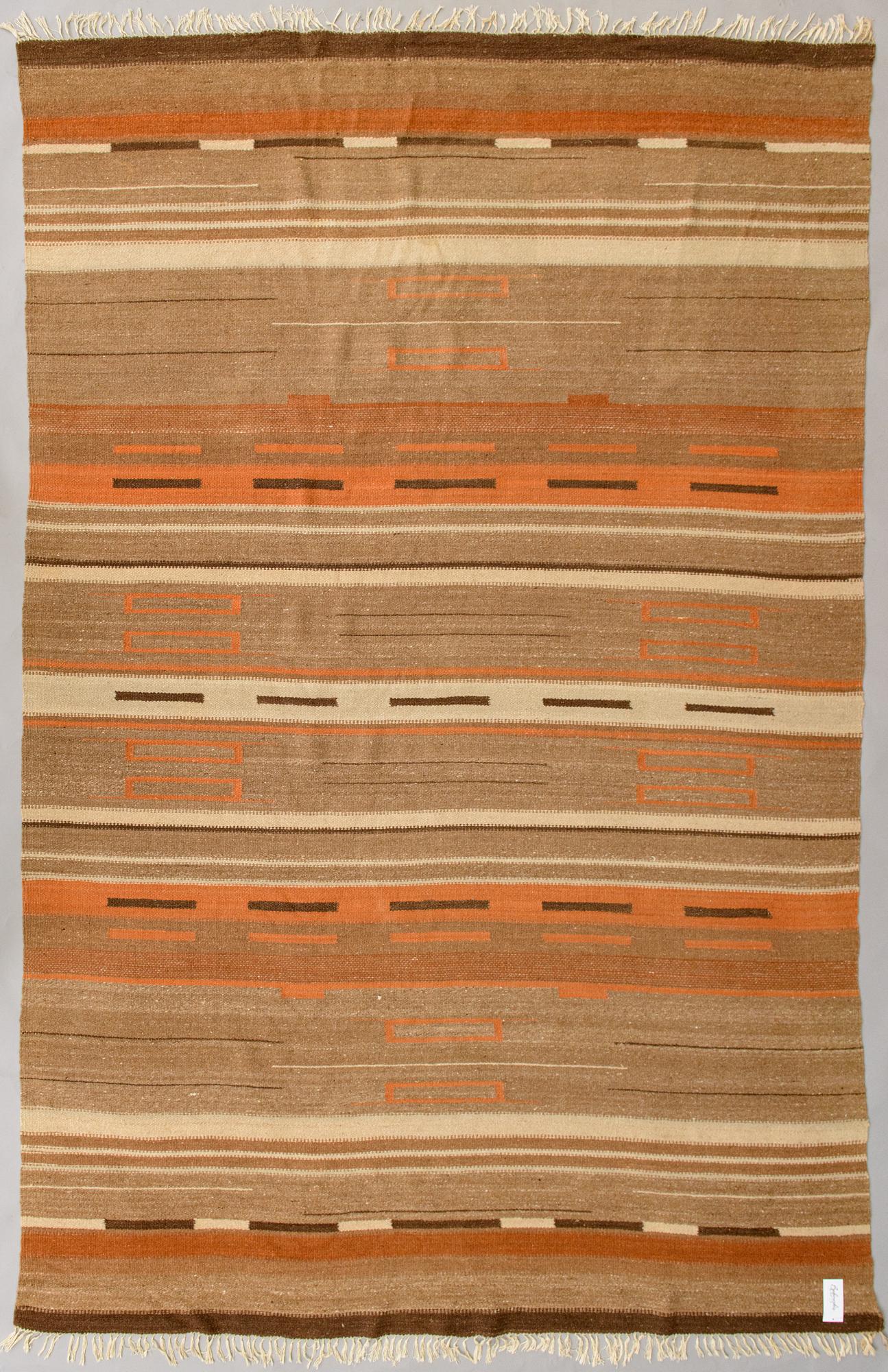 A 1930s Finnish flat weave carpet. Circa 335x220 cm.