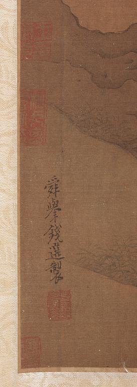 RULLMÅLNING, landskap med fjärilar och insekter i Qian Xuans (1235-1305) efterföljd, Qing dynastin 1800-tal.