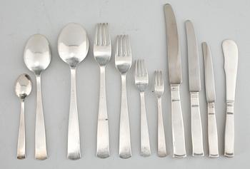 Silver and steel cutlery set, "Rosenholm", 122 pieces designed by JACOB ÄNGMAN, manufactured by GAB, weight 4360 g.