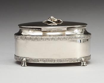 A Swedish 18th century silver sugar-box, makers mark of  Abraham Hallard, Stockholm 1785.