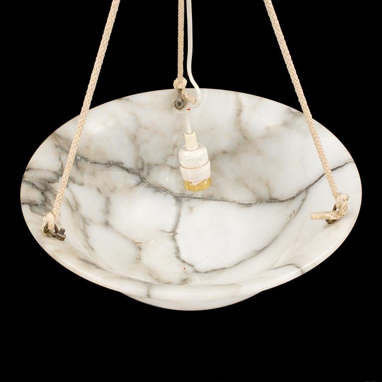 A 20th century alabaster ceiling light pendant.