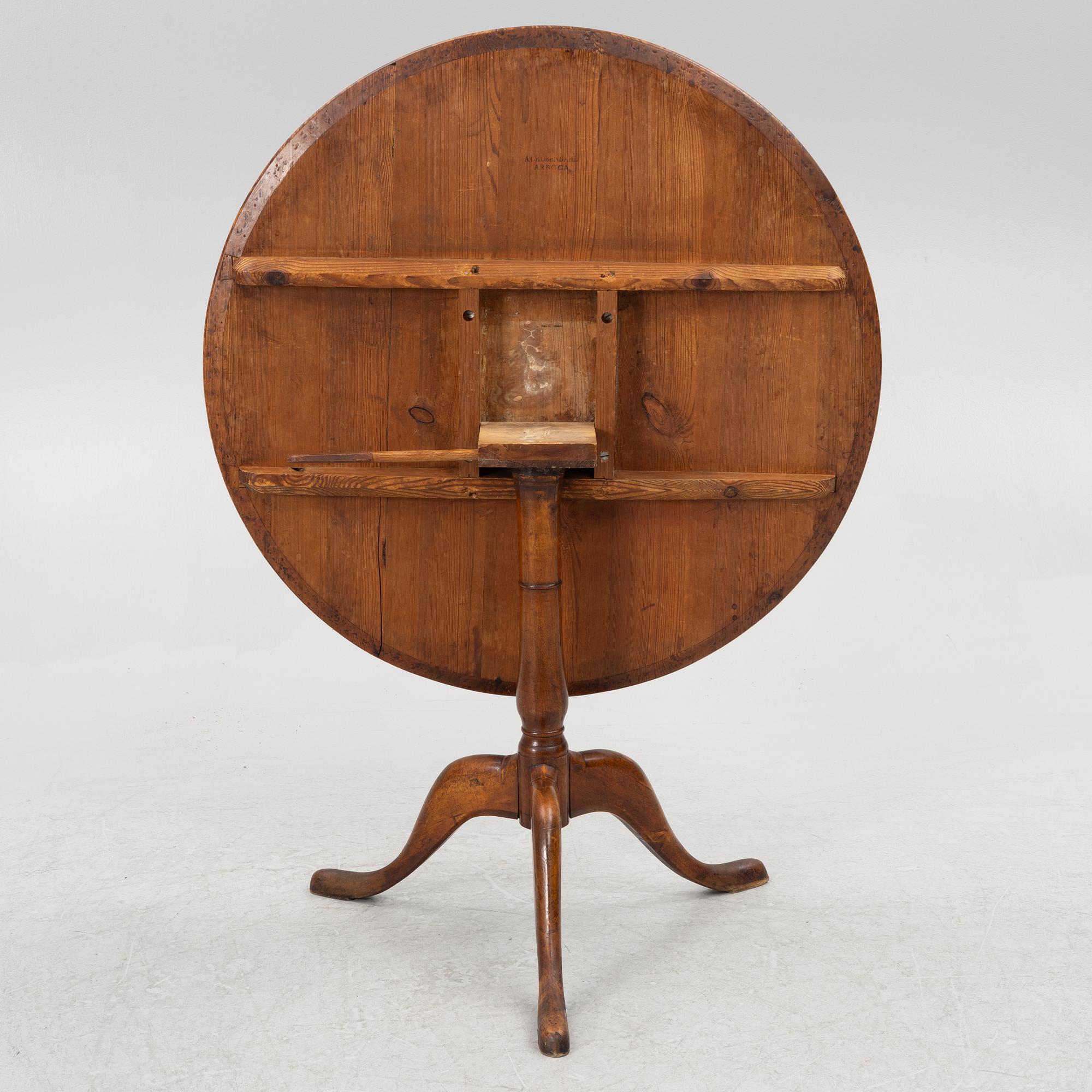 A burr alder tilt-top table by A. J. Rosendahl (master active in Arboga 1762-1836).