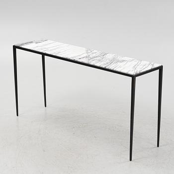 A steel and marble side table, Newport.
