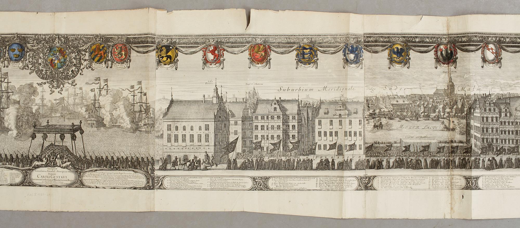 ERIK DAHLBERGH, gravyr, Karl X Gustafs gravtåg, ur Samuel von Pufendorfs verk från 1696.