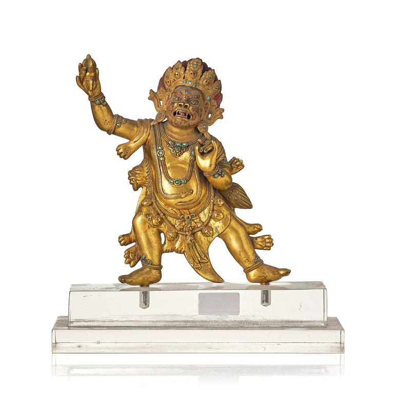 A Sinotibetan gilt bronze figure of Vajrapani, 20th century.