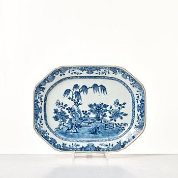 A pair of blue and white serving dishes, Qing dynasty, Qianlong (1736-95).