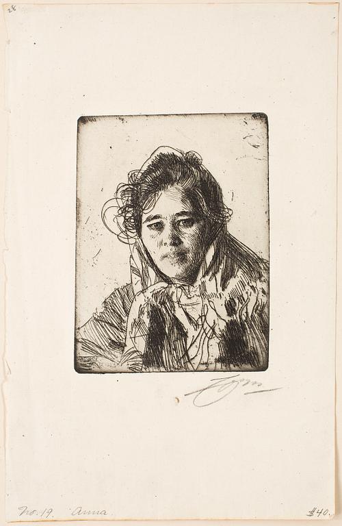 ANDERS ZORN, etsning, utförd 1903, signerad med blyerts.
