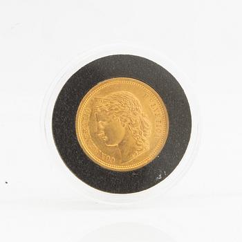 Gold coin Switzerland, Helvetia 20 Francs, 1886.