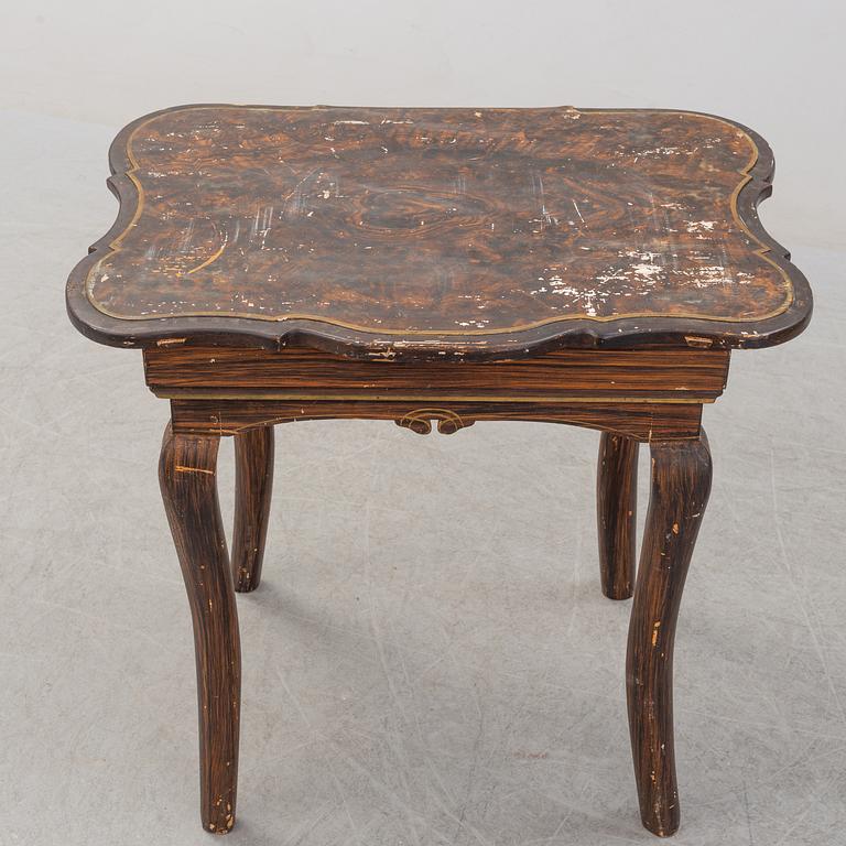 A painted pine Rococo style table, 18th Century.