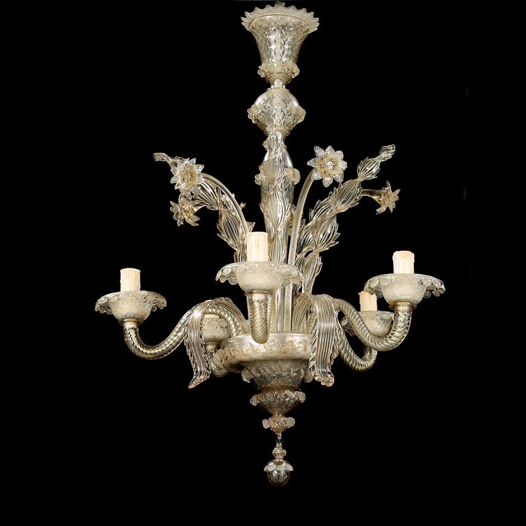 A ca mid 20th century Venetian style glass chandelier.