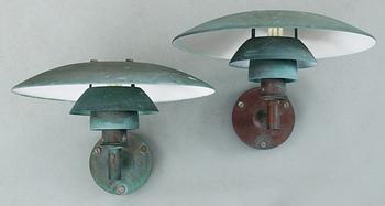 A pair of Poul Henningsen copper 'PH' wall lamps, Louis Poulsen, Denmark.