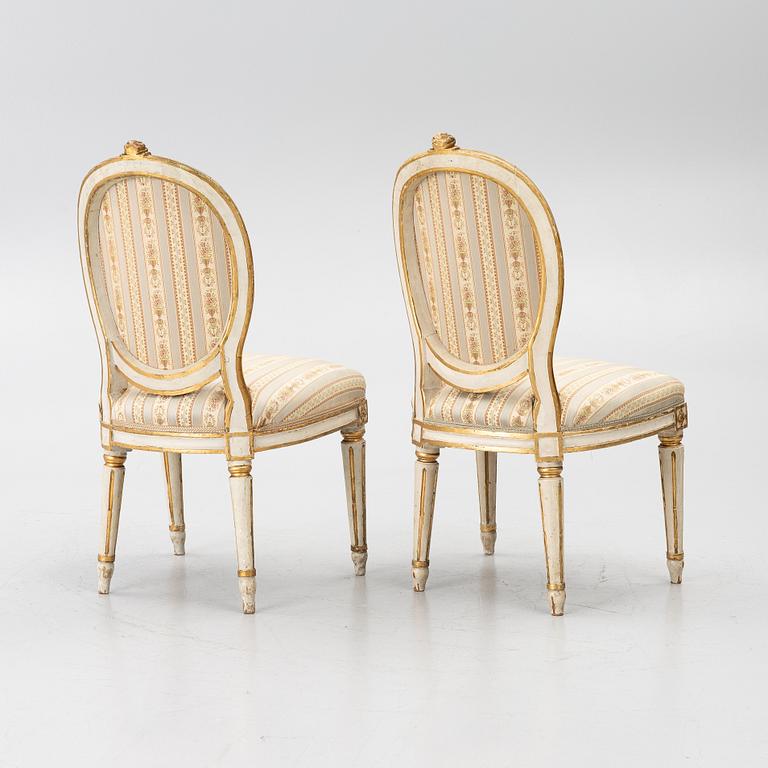 Chairs, a pair, Stockholm work, late 18th century, Gustavian, and a later copy respectively, from 1891.