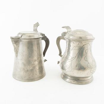 Candle holders 5 pcs Sweden/Germany 19th century tin.