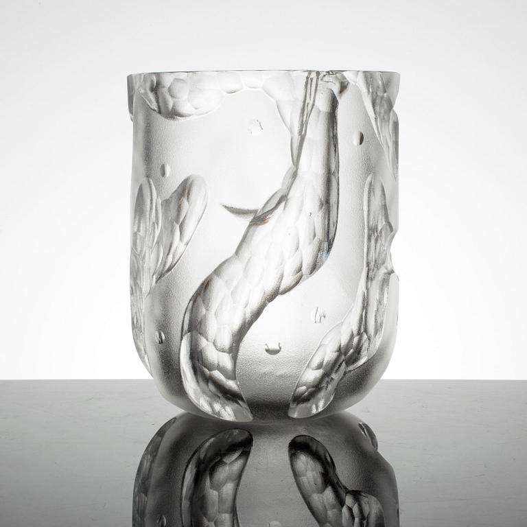 a Swedish glass vase designed by Sven Erik Skawonius, by Kosta.