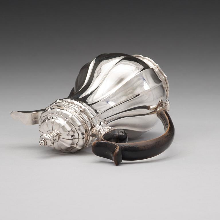 A Swedish mid 18th century silver coffee-pot, mark of Wilhelm Andreas Meijer, Stockholm 1746.