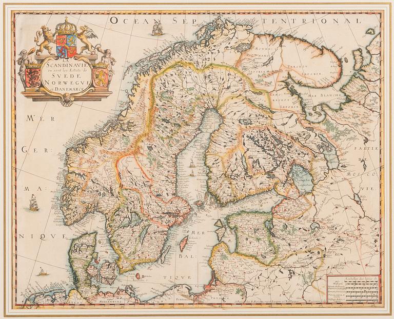 A hand coloured, copper engraved 17/18th century map. Pierre Mariette.