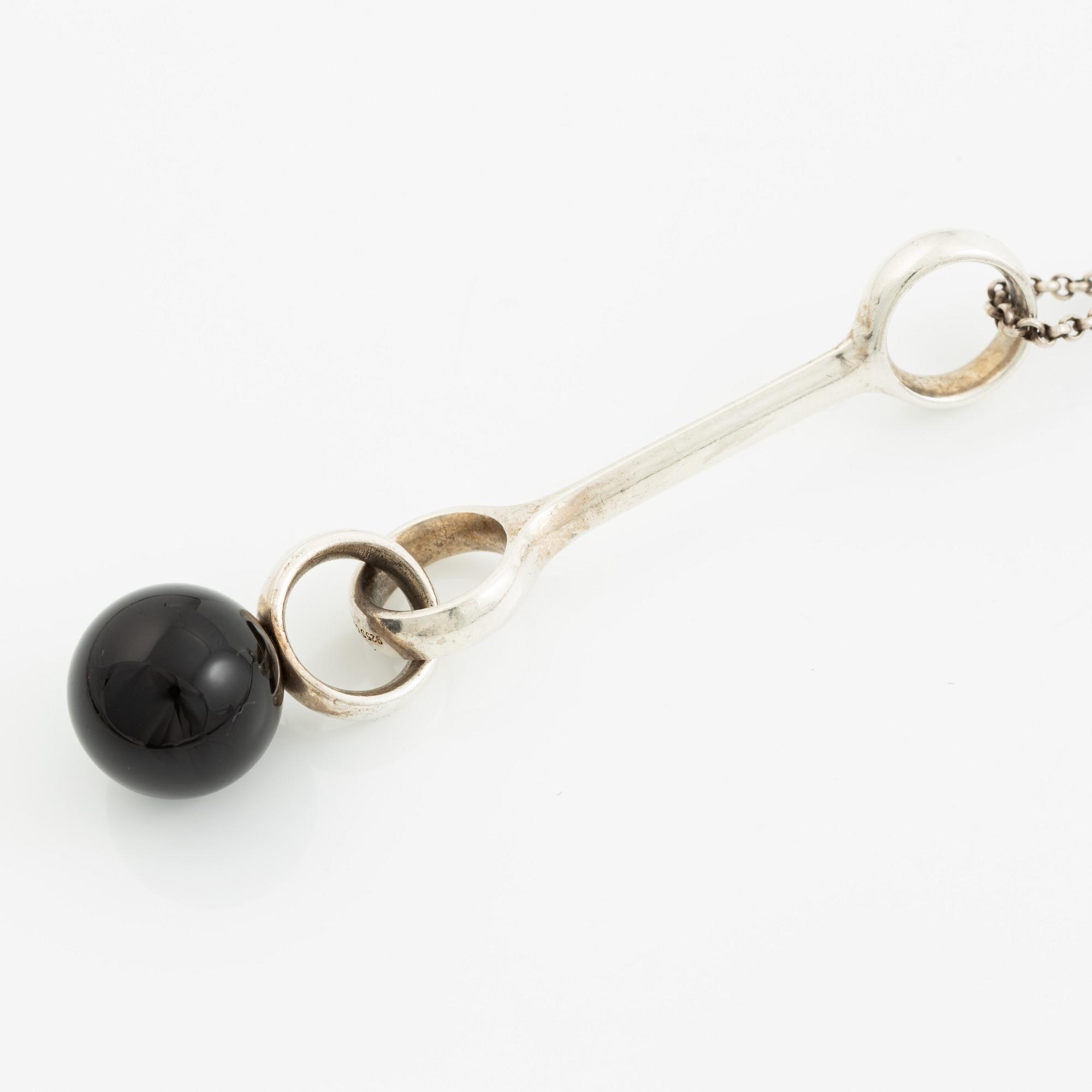 Necklace, Georg Jensen, "Sphere", design Regitze, silver with black agate.