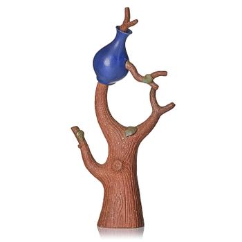 91. Stig Lindberg, a "Trädet och Krukan" (The Tree and the Pot) stoneware sculpture, with vase by Berndt Friberg, Gustavsberg Studio 1940s.