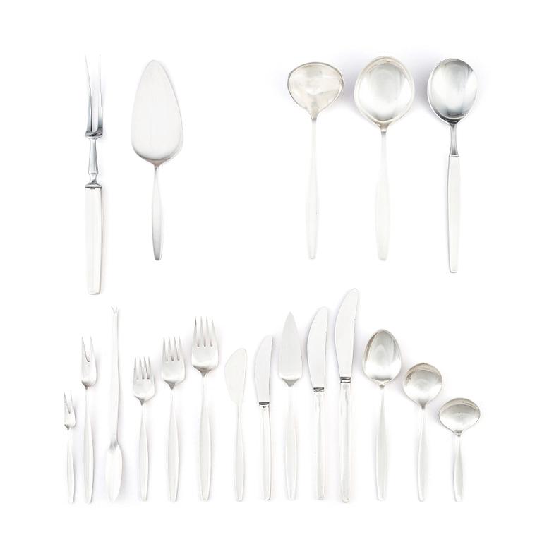 Tias Eckhoff, a set of 98 sterling and stainless steel 'Cypress' flatware, Copenhagen post 1952.