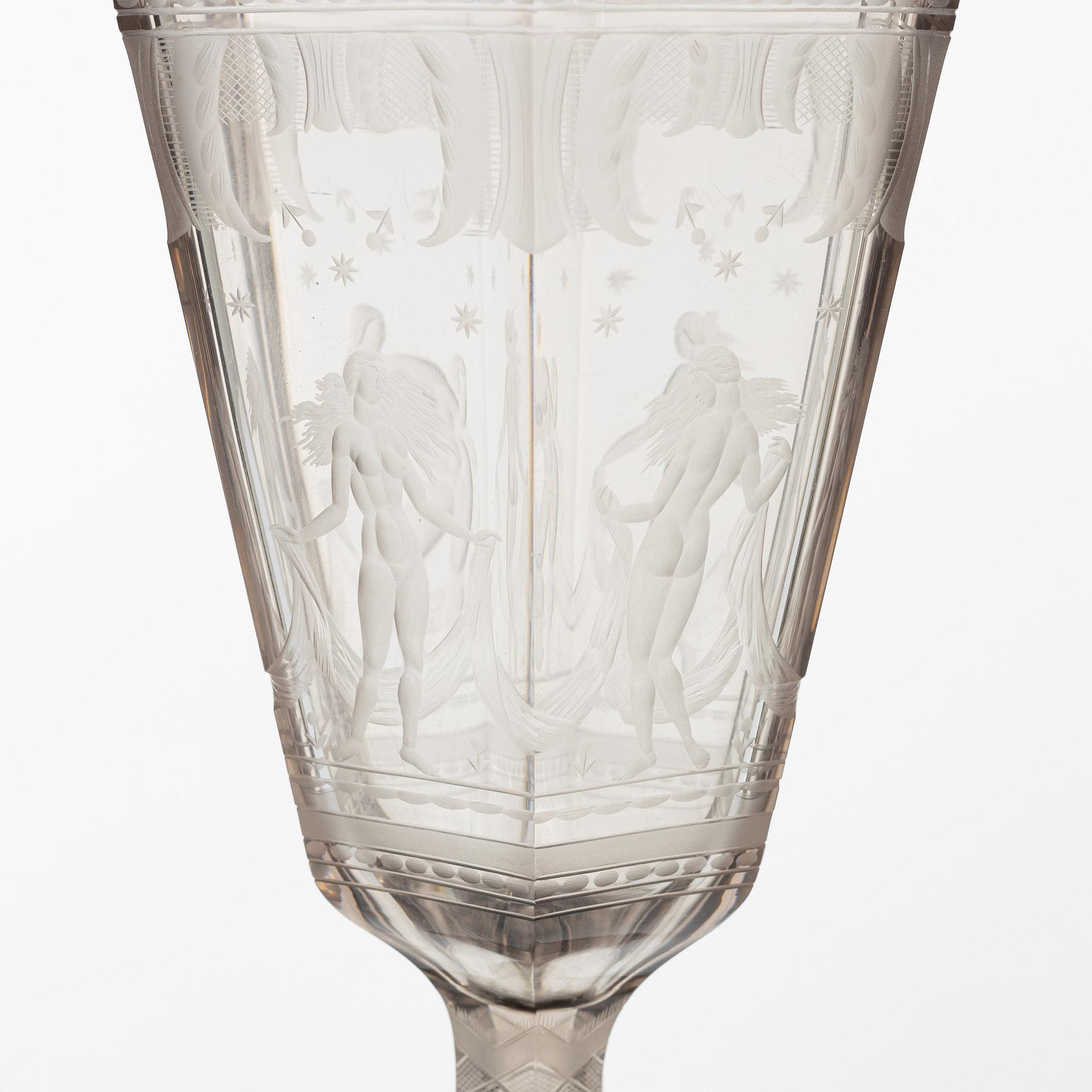 Simon Gate, Vase, "Six Graces", Orrefors, 1925.