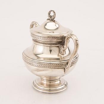 Sockerskål med lock silver 1900-talets första hälft märkt L Weber.