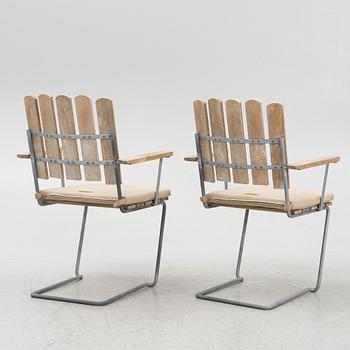 Arthur Lindquist, matbord och karmstolar, 8 st, modell A2, Grythyttans stålmöbler, 2000-tal.