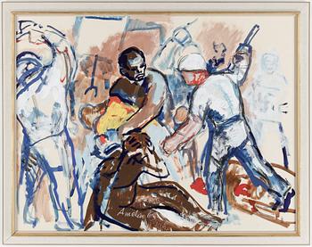 ALBIN AMELIN, gouache. Signerad och daterad 63.