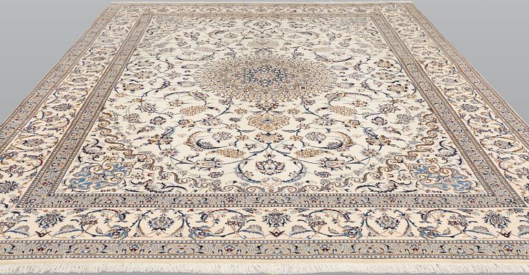 A Nain Part Silk carpet, S.K 6LAA, c. 334 x 250 cm.