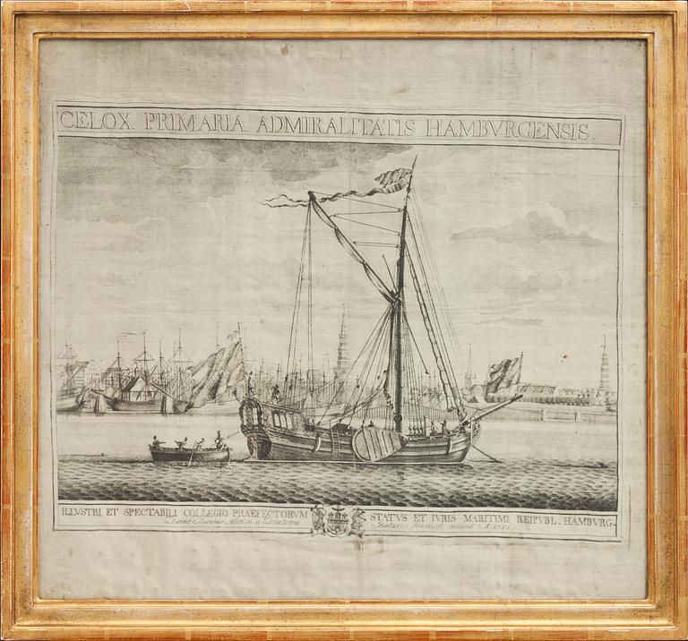 SIDENTRYCK, "Celox Primaria Admiralitatis Hamburg". 1700-talets andra hälft.