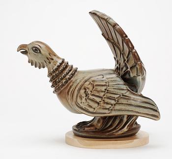 A Gunnar Nylund stoneware figure of a capercaillie, Rörstrand.